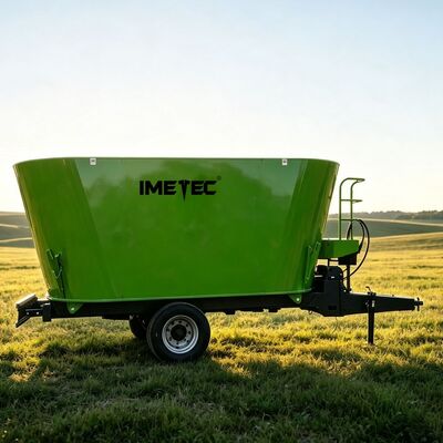 Qualité Mélangeuse TMR à vis verticale IMETEC avec structure en acier inoxydable et porte de déchargement hydraulique pour élevages laitiers et bovins Usine